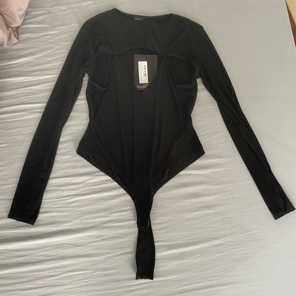 PLT Black Cut Out Bodysuit Size 4 - Picture 2 of 3